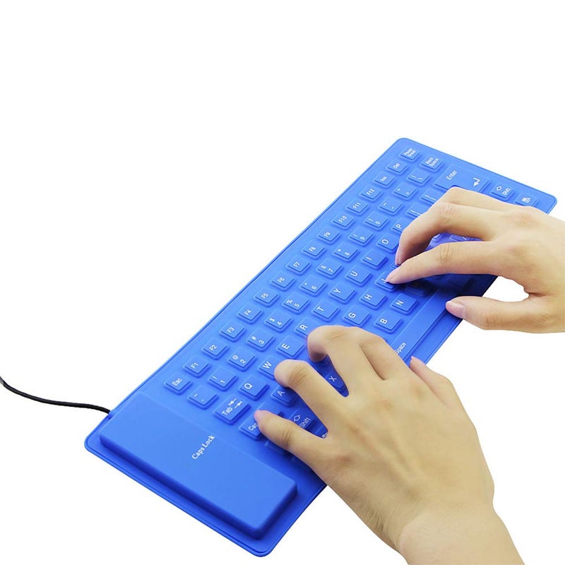 Sunffice Foldable Silicone Keyboard, USB Wired 85 Keys Waterproof Rollup Silent Typing Soft Touch Keyboard for PC Notebook Laptop(Blue) - Image 2
